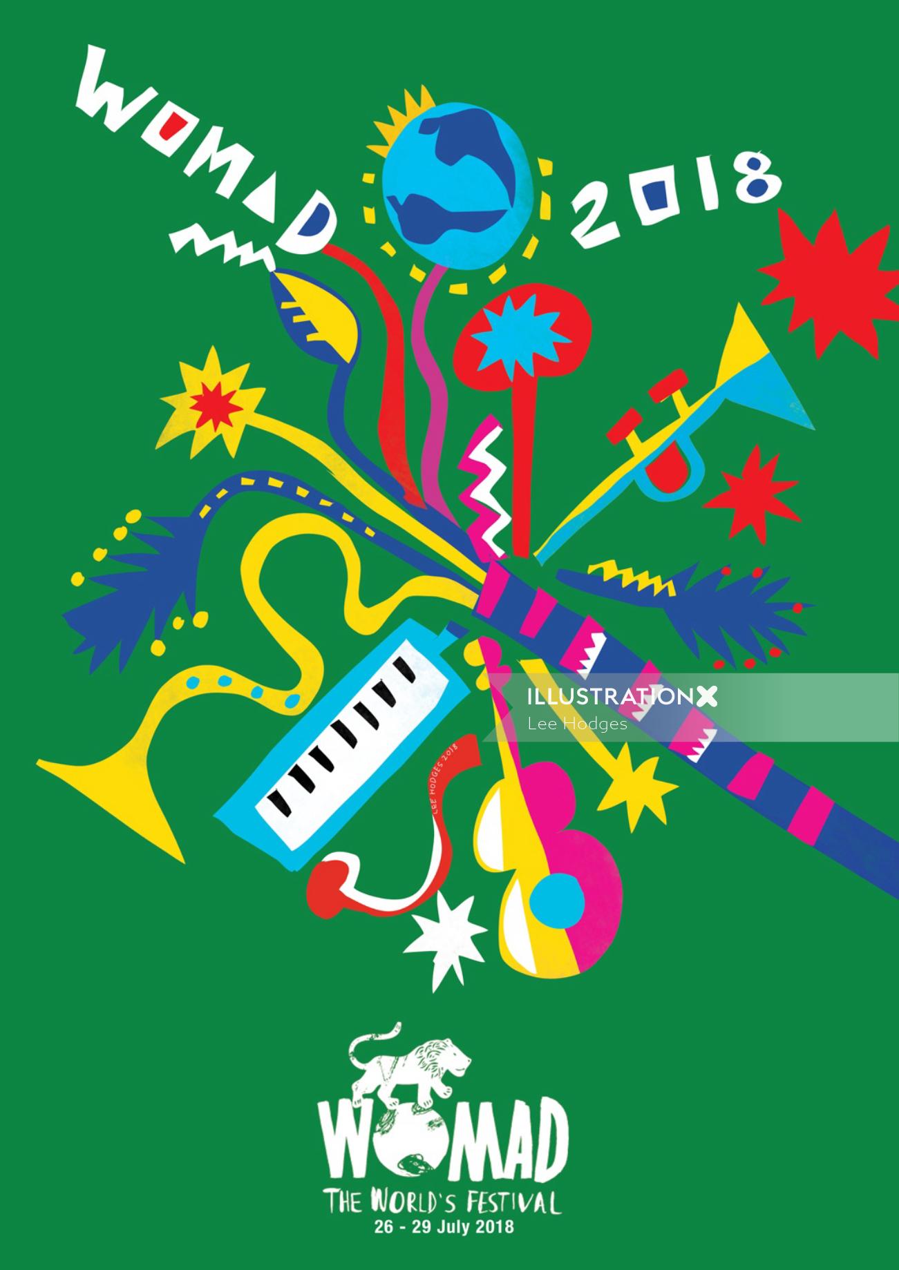 Womad-2018 poster illustration