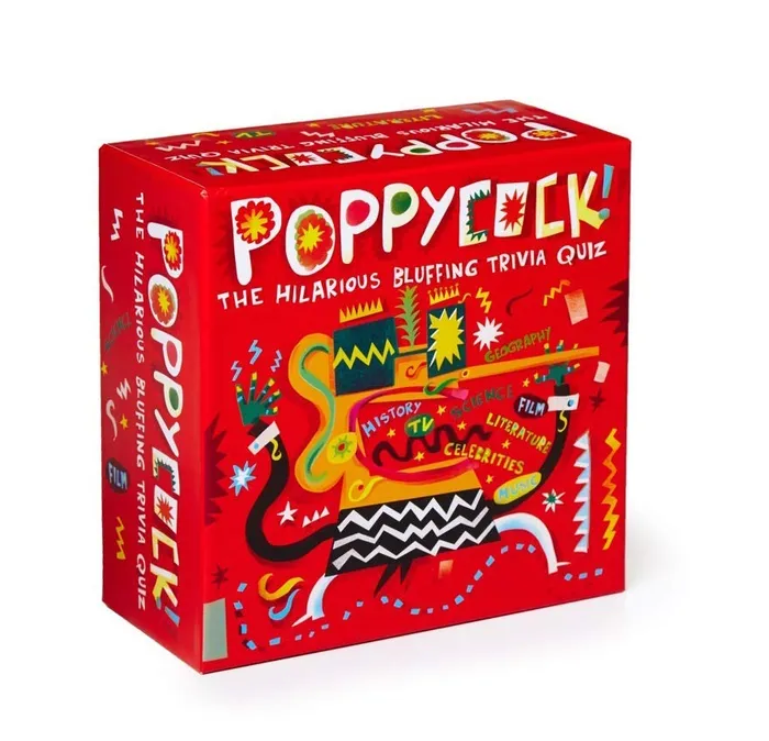 Packaging illustration for Poppycock Game