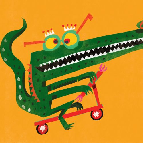 Graphic Crocodile on bicycle