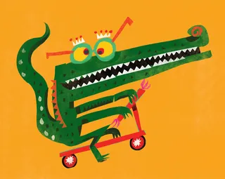 Graphic Crocodile on bicycle