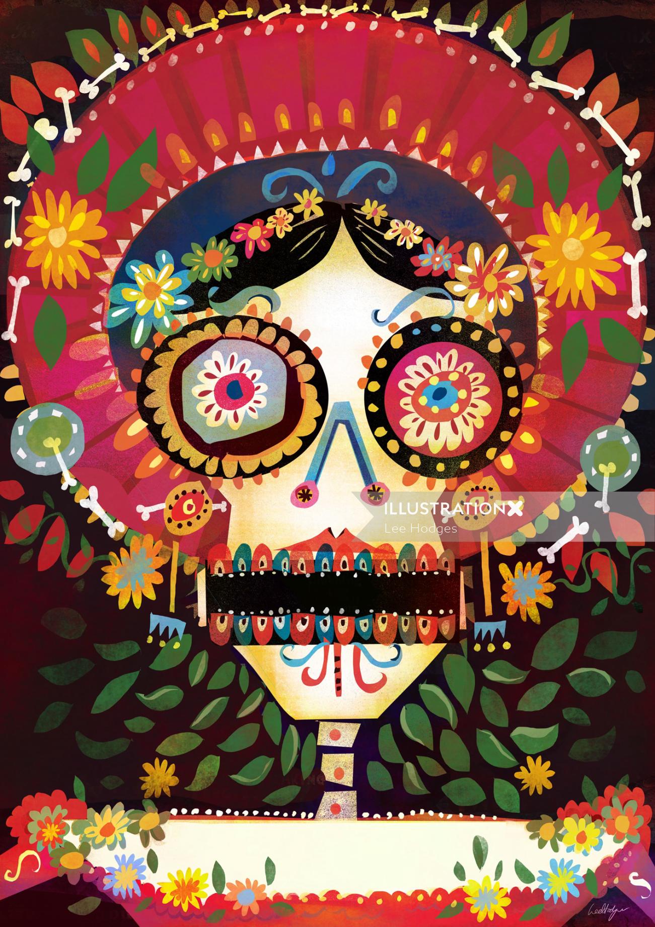 Graphic Mexican Dia de los Muertos
