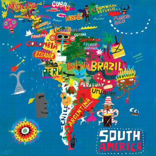 Ilustración del mapa de América del Sur