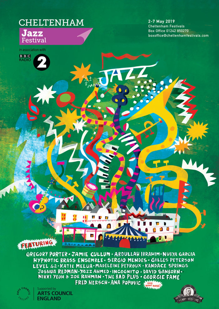 Affiche graphique du Cheltenham Jazz Festival-2019