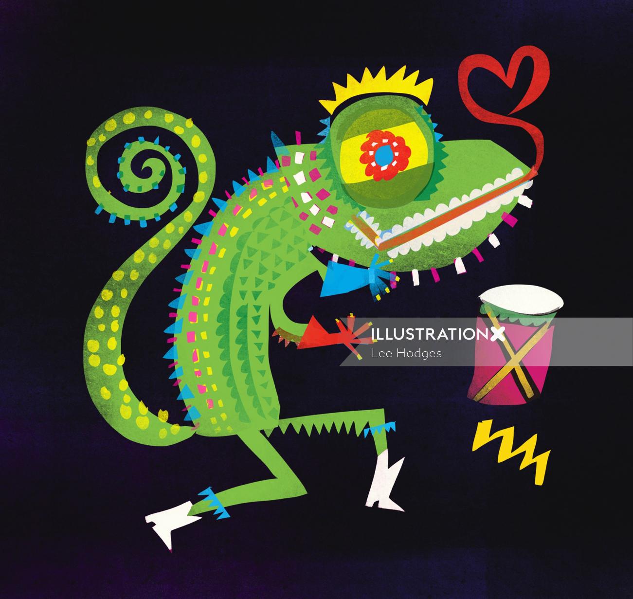 Graphic Dancing Love Chameleon