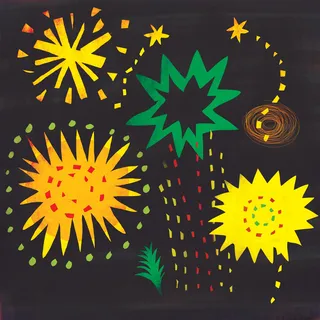 Graphic Fireworks flashing in the night sky
