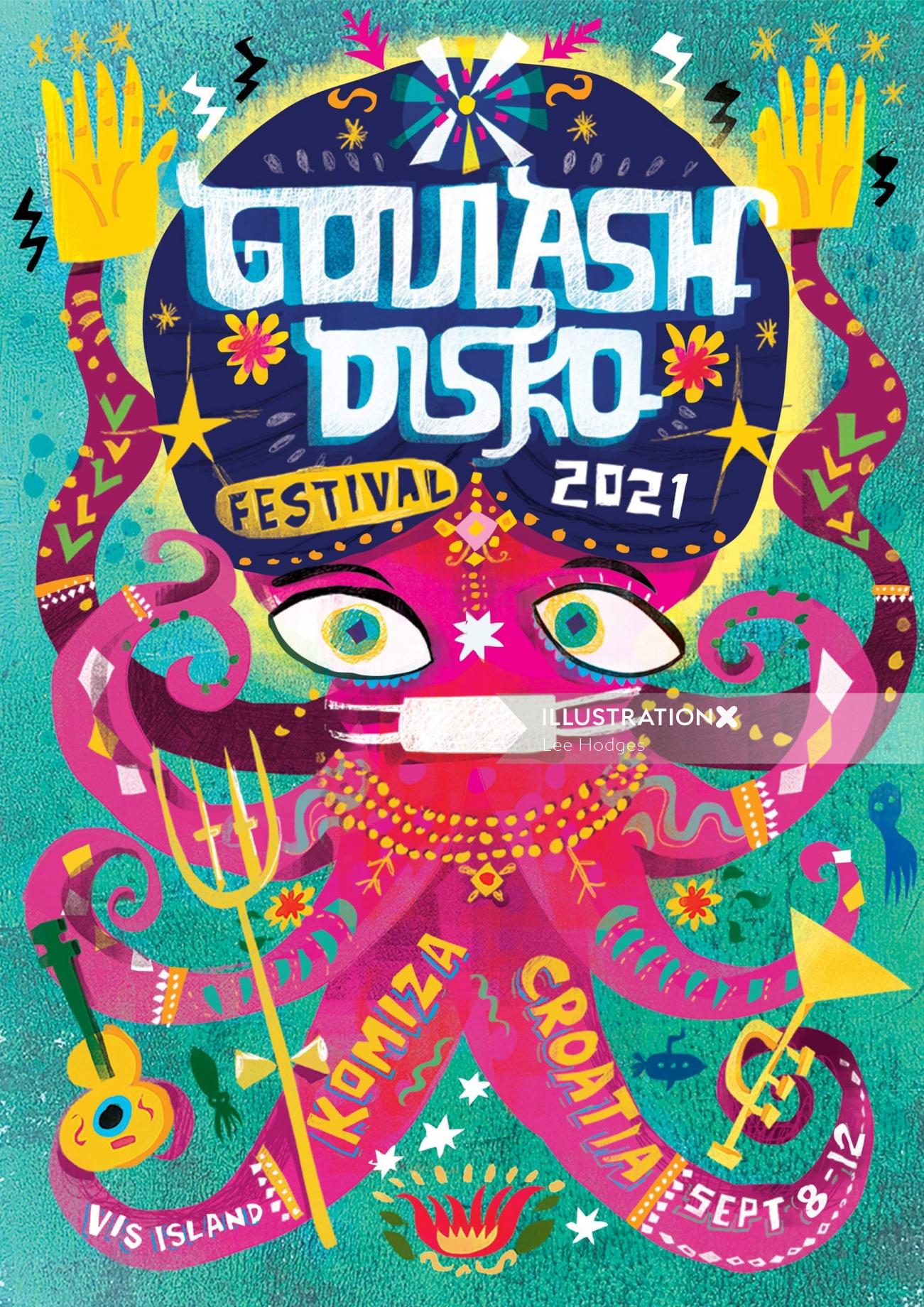 Arte del cartel del Goulash Disko Festival 2021