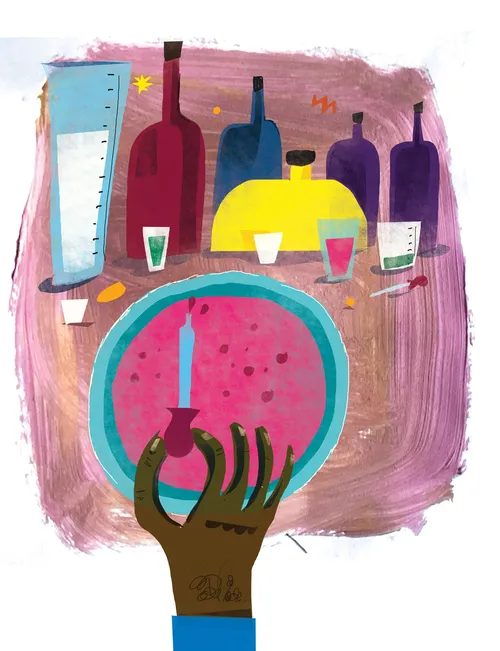Acrylic painting of drink mixing
