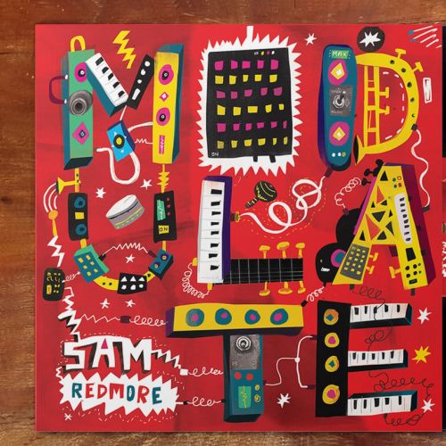 Colorful Modulate album cover with keyboard and vinyl record