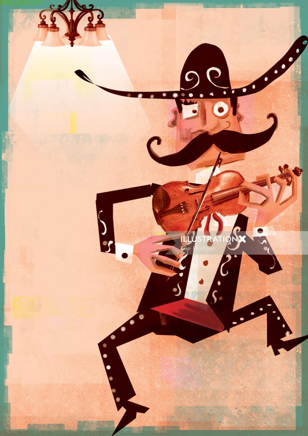 图形墨西哥流浪乐队小提琴手