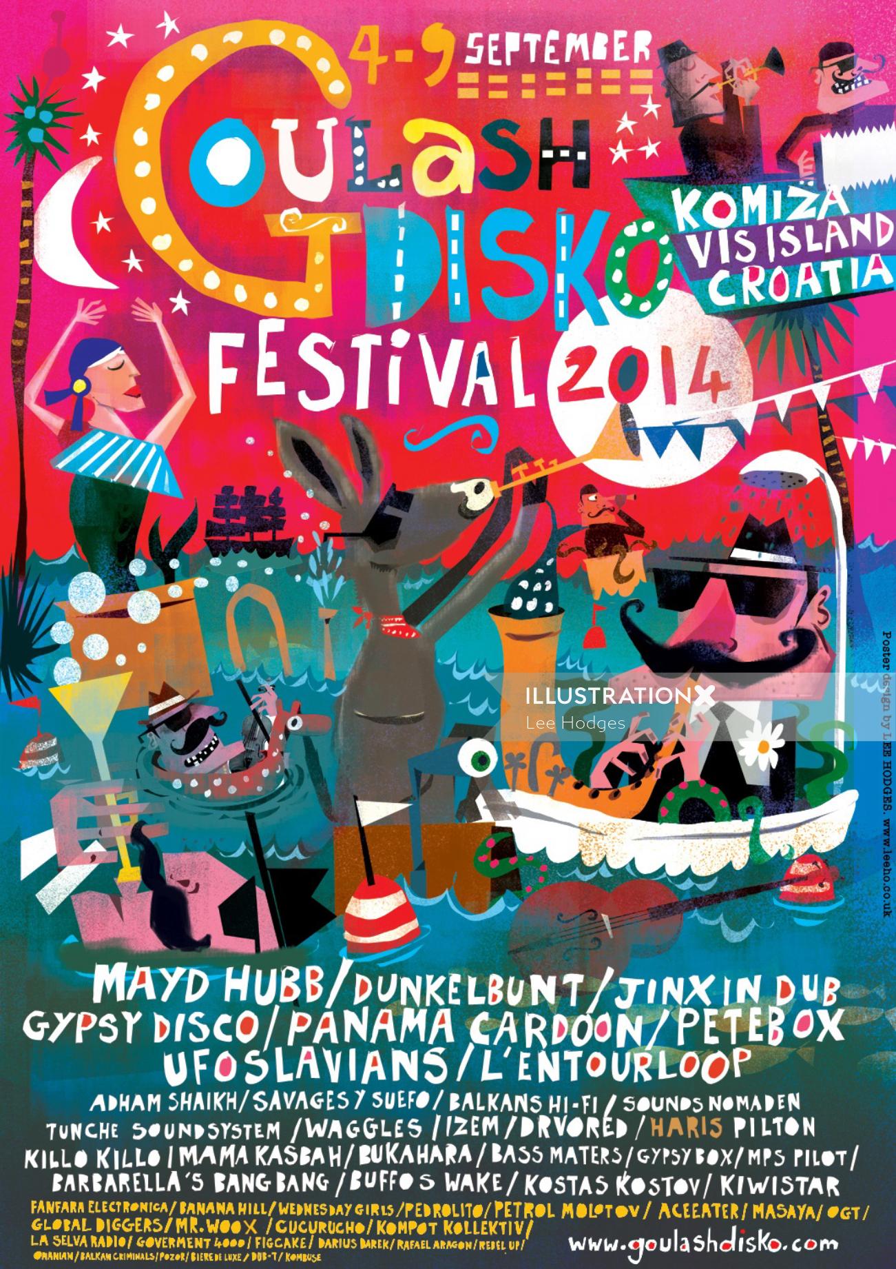 Arte do pôster para THE GOULASH DISKO FESTIVAL 2014
