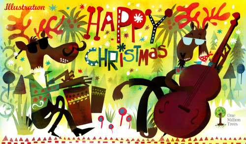 Happy Christmas lettering illustration