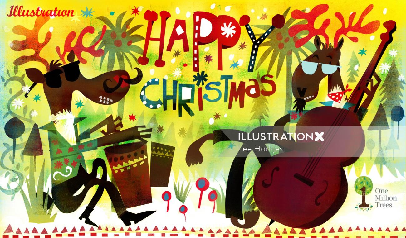 Happy Christmas lettering illustration