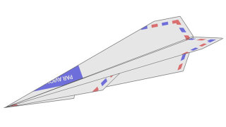 Animação de avião de papel de correio aéreo
