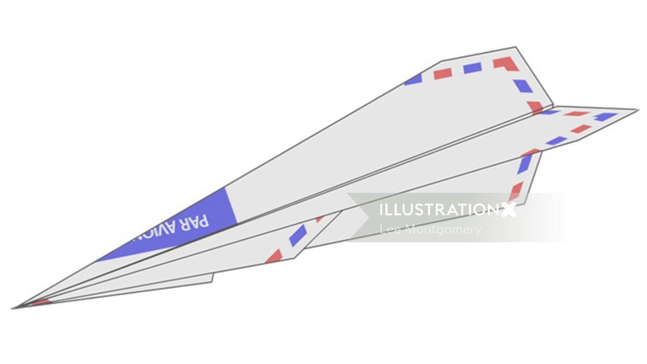 航空便の紙飛行機のアニメーション