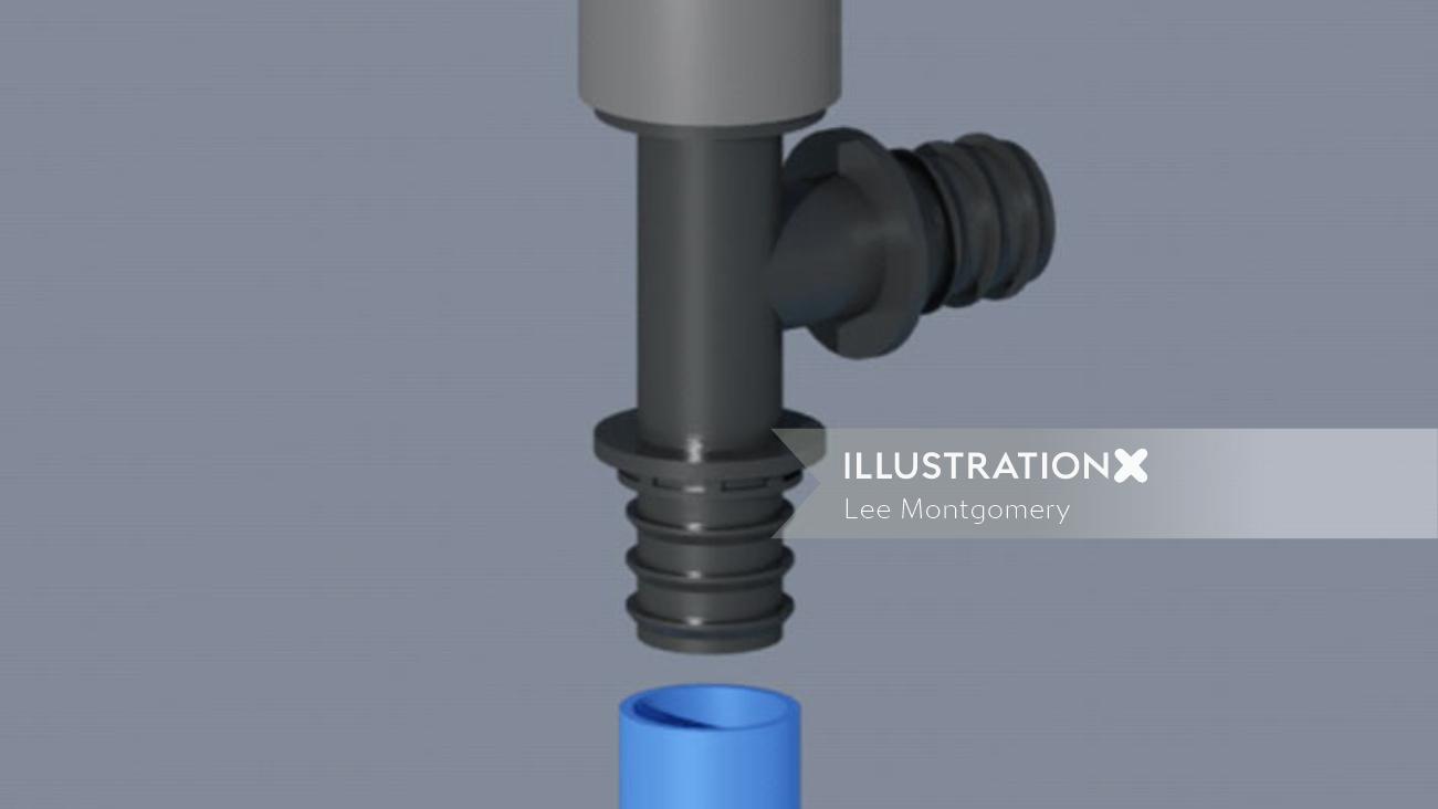 Conectores de tubería de animación en 3d