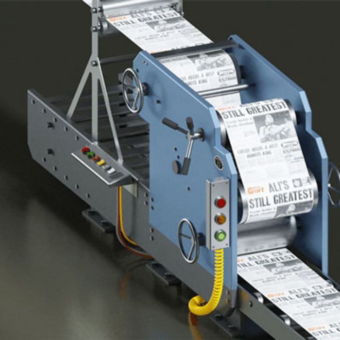 Printing press 3d animation

