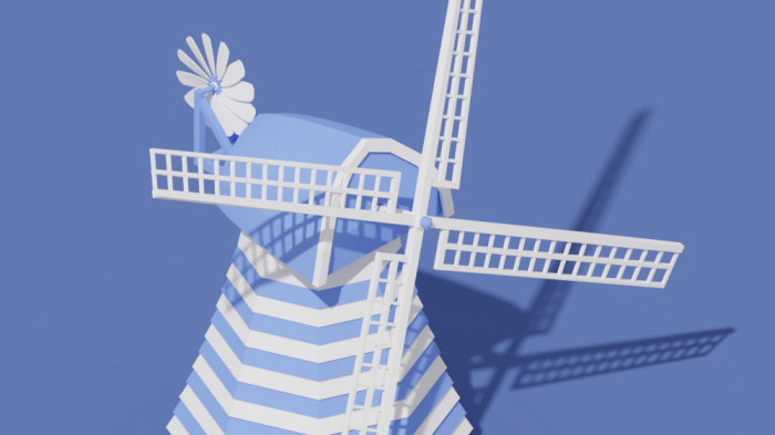 Molino de viento, animación 3d