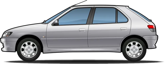 Side view of a silver Peugeot hatchback car by Lee Montgomery