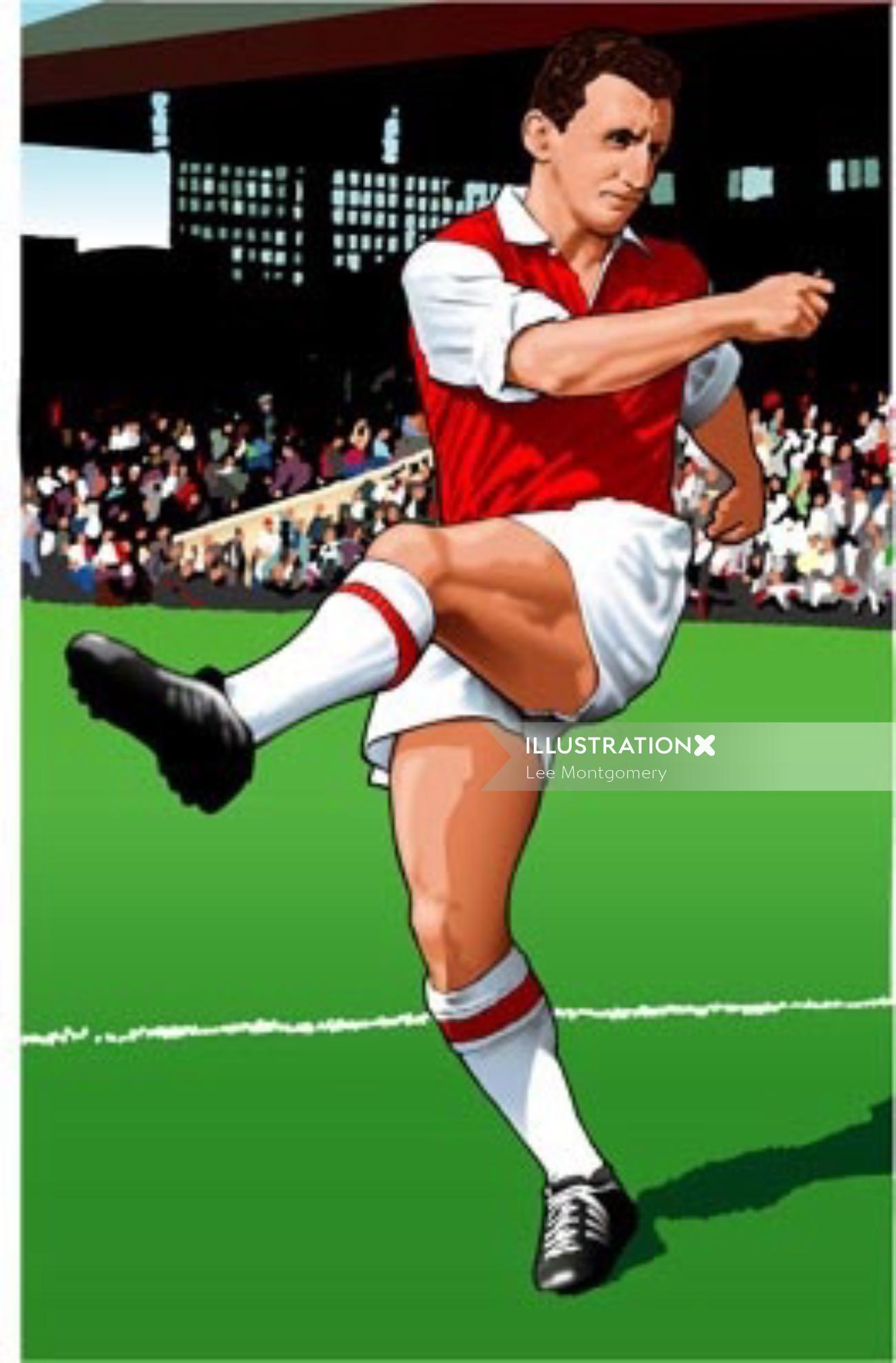 サッカー選手のベクトルアートの描画