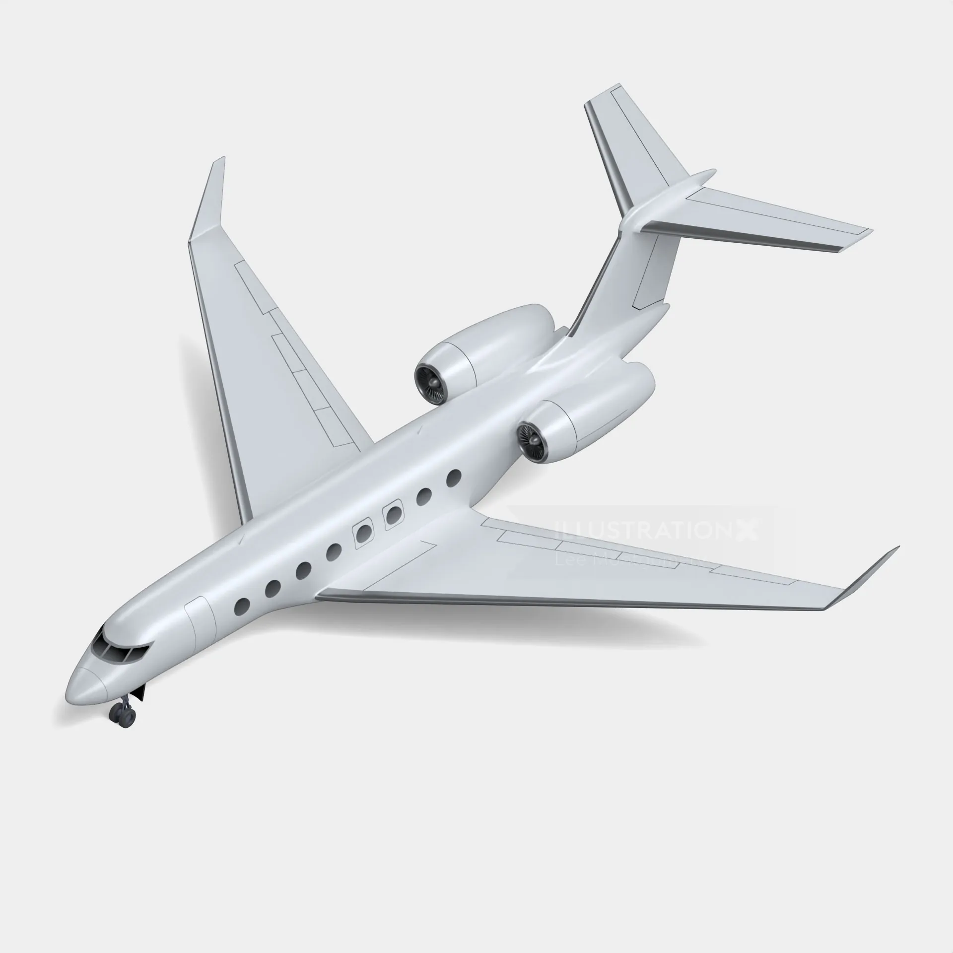 3D illustration of Learjet private jet by Lee Montgomery