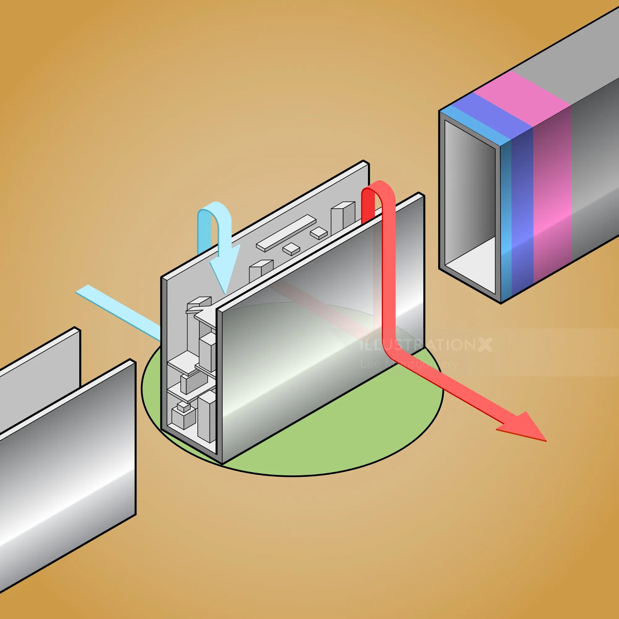 Technical vector illustration of a ventilation or air flow system