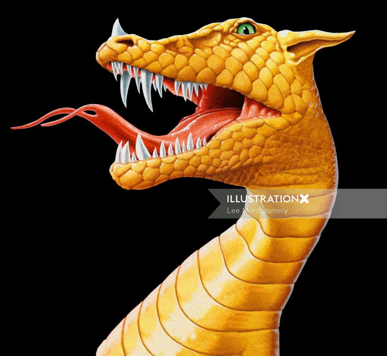 Arte 3d de cabeza de dragón