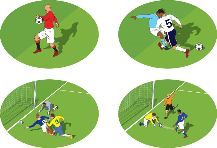 Ilustración de ofensas de fútbol por Lee Montgomery