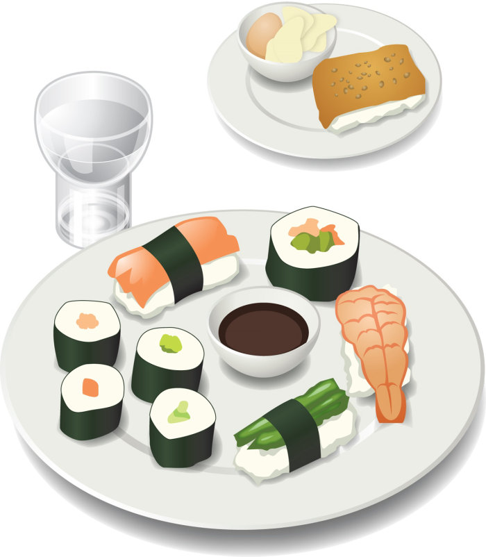 Ilustración de comida de sushi