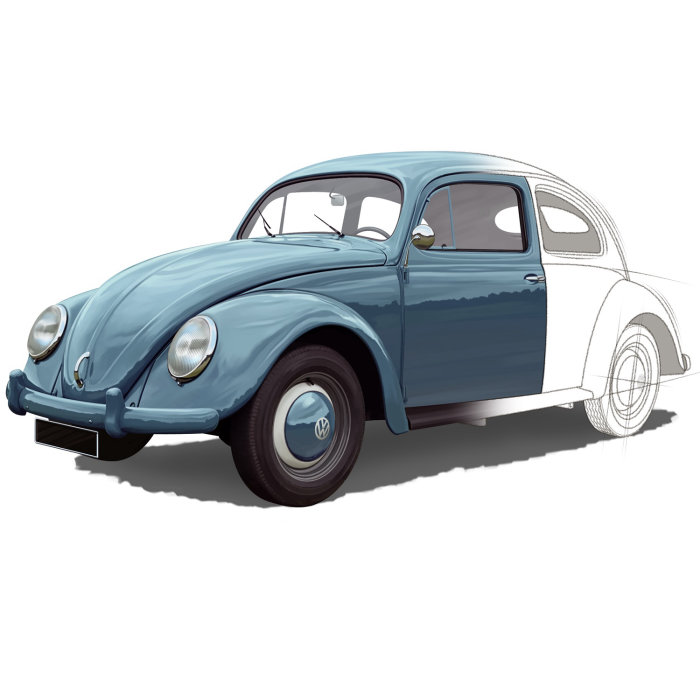 Half painted beetle car
