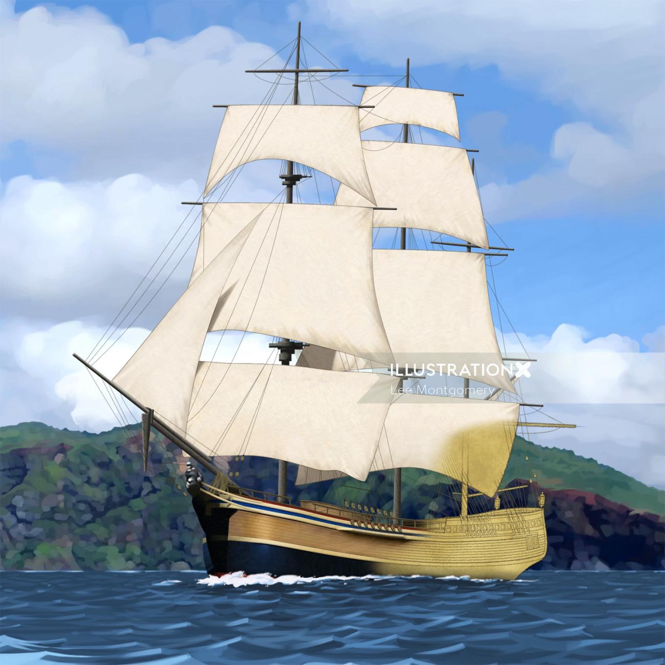 HMS Bounty Ship histórico transporte digital