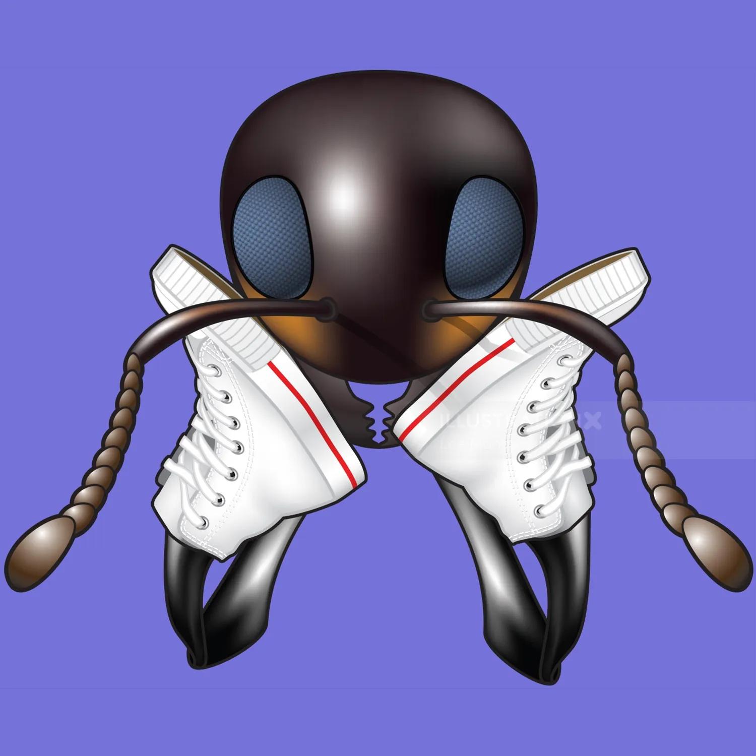 Illustration of an ant with white sneakers for feet by Lee Montgomery