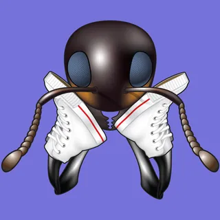 Illustration of an ant with white sneakers for feet by Lee Montgomery