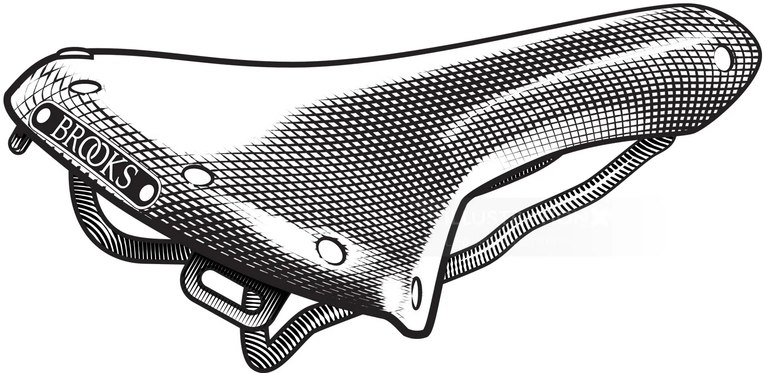 Engraving of Brooks leather bicycle saddle by Lee Montgomery