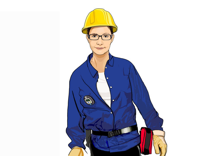 Portrait illustration of woman technician
