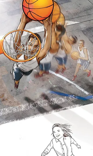 Basketball player dunking on court with spectators watching by Lennart Andresen