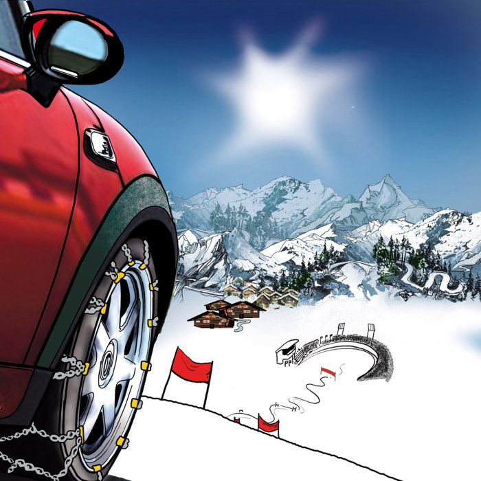 Storyboard of Car racing in snow
