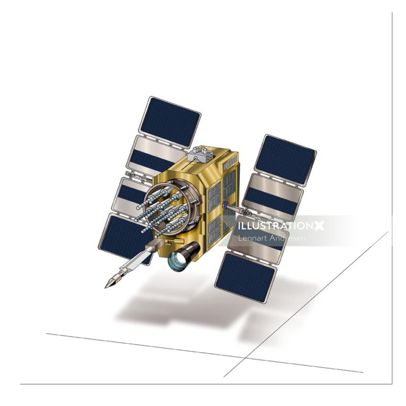 Pintura digital de un satélite