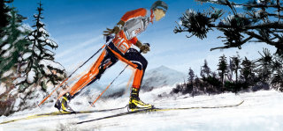 Illustration d&#39;un homme skiant
