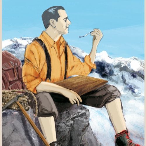 Man sitting on the mountain