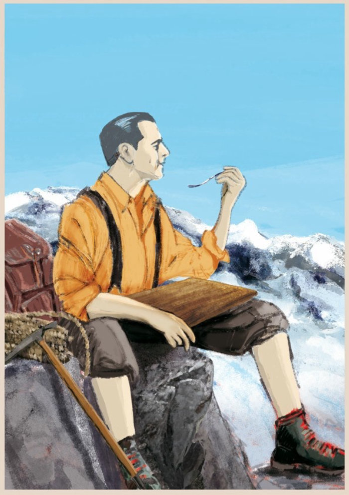 Man sitting on the mountain