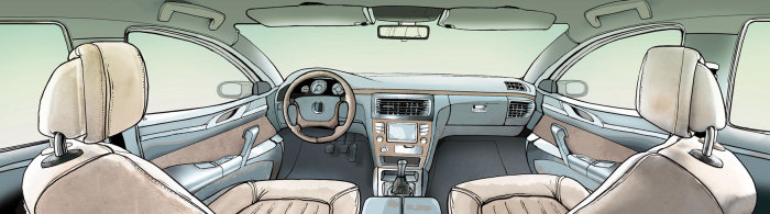 Techical illustration of car interior
