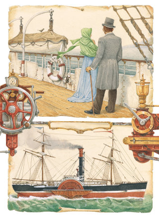 Man and woman at ship