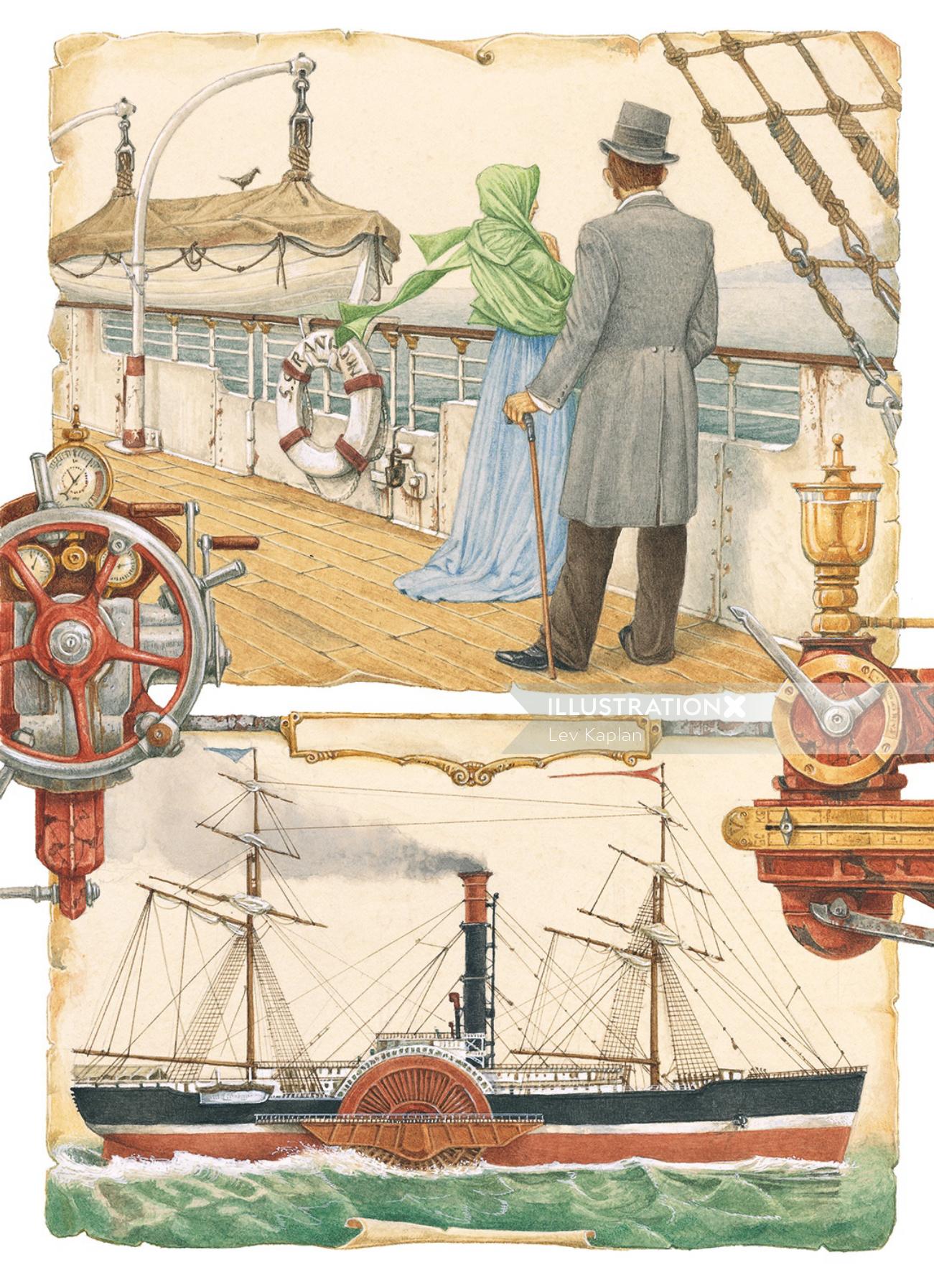 Man and woman at ship