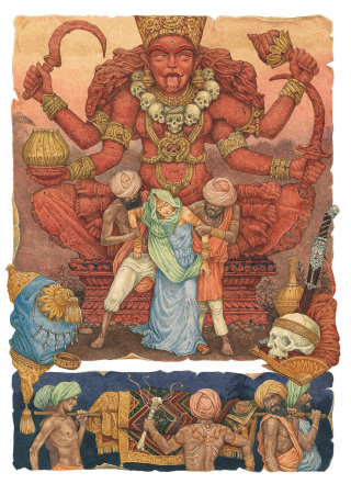 acuarela de la diosa Kali sentada