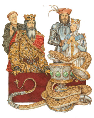Arte de aventuras del rey y la serpiente.