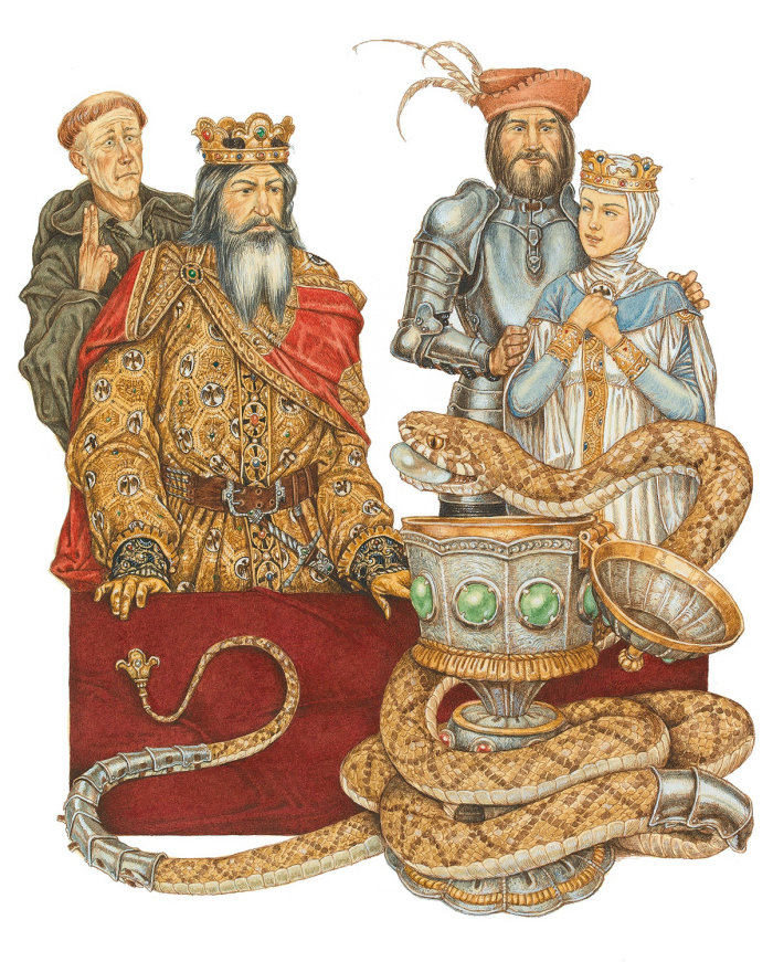 Arte de aventuras do rei e cobra