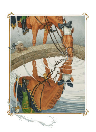 Ilustración vintage de caballo partido por la mitad