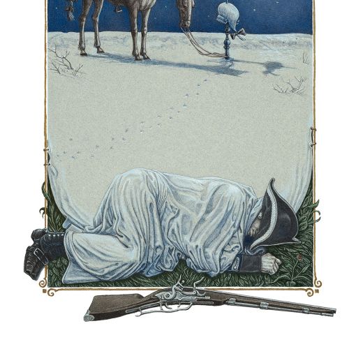 Man is sleeping in moonlight illustration