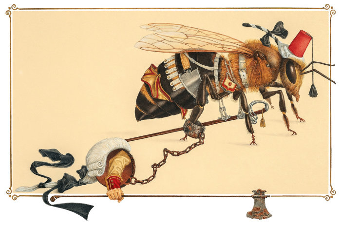 Ilustração realista de máquinas de insetos steampunk