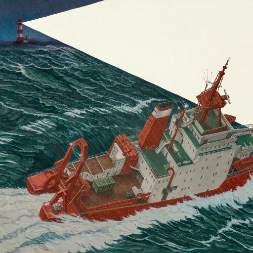 Illustration of drowning boat